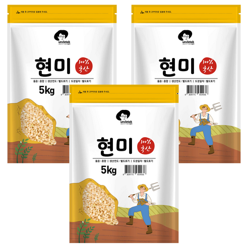 엉클탁 국산 현미, 5kg, 3개
