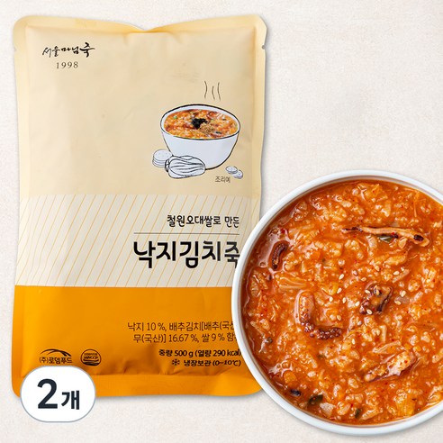 상무팥죽김치 서울마님죽 낙지김치죽, 500g, 2개 Best Top5