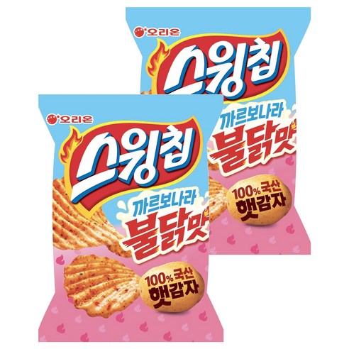 오리온 스윙칩 까르보불닭맛, 55g, 2개