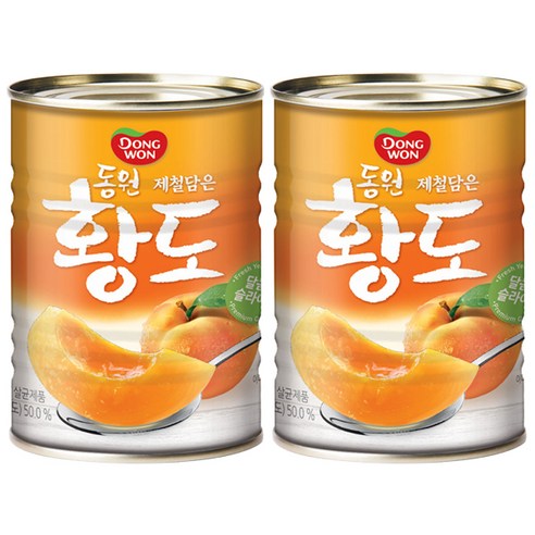 동원 황도 슬라이스 복숭아 통조림, 400g, 2개
