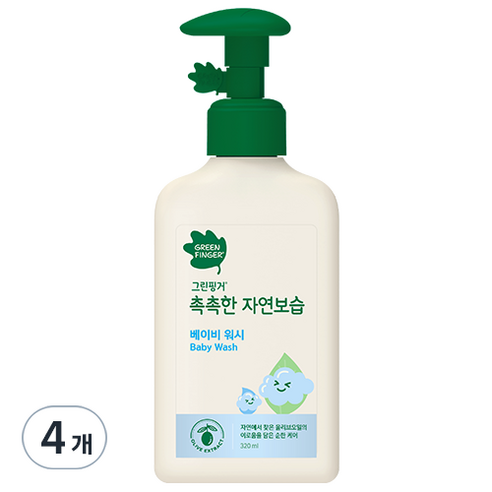 그린핑거 촉촉한 자연보습 베이비 워시, 320ml, 4개