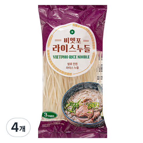 비엣포 라이스누들 3mm, 250g, 4개