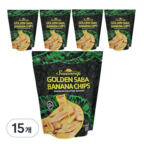sunsarap 골든 사바 바나나칩, 100g, 15개