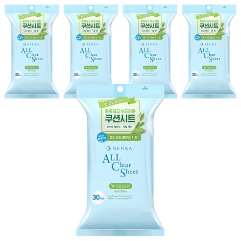 센카 올 클리어 프레시 클렌징 시트, 30개입, 5개