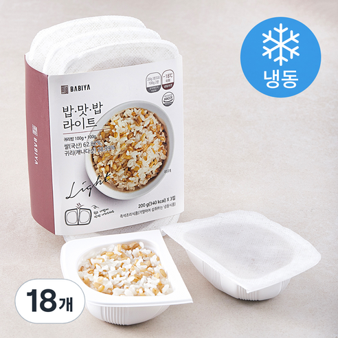 밥이야 밥맛밥라이트 귀리밥 (냉동), 200g, 18개