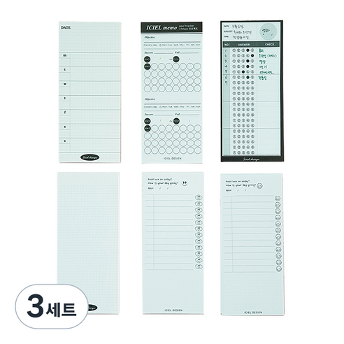 아이씨엘디자인 트윈메모세트 6종 세트, 혼합색상, 3세트