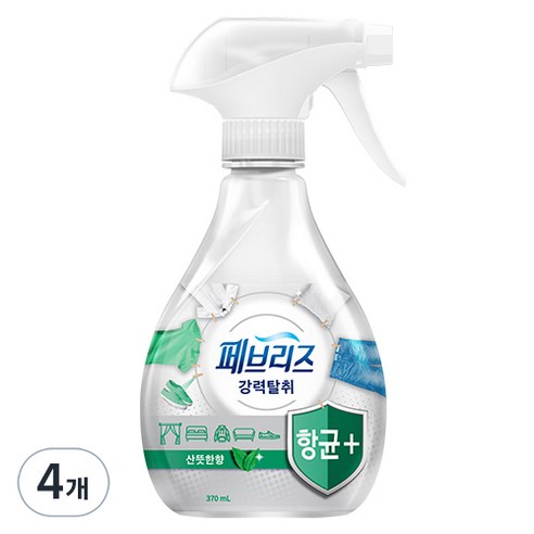 페브리즈 항균플러스 섬유탈취제 산뜻한향 본품, 370ml, 4개