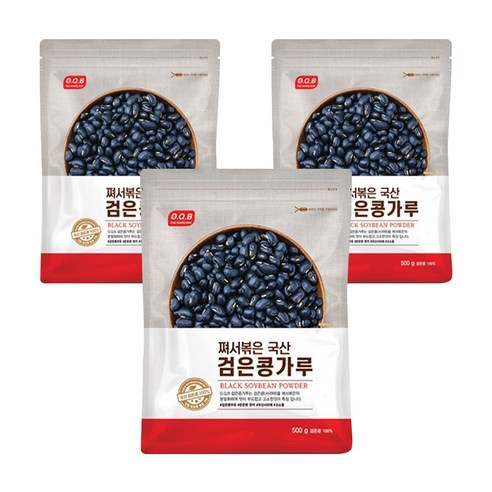OQB 쪄서볶은 국산 검은콩가루, 3개, 500g