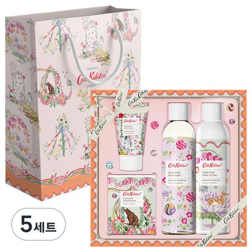 캐스키드슨 머스크로즈 바디 4종세트+쇼핑백 (바디워시200ml+바디로션200ml+바디스크럽30ml+센티드솝100g+쇼핑백), 5세트