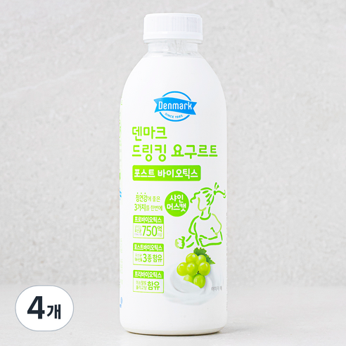 덴마크 드링킹 요구르트 포스트 바이오틱스 샤인머스캣, 750ml, 4개