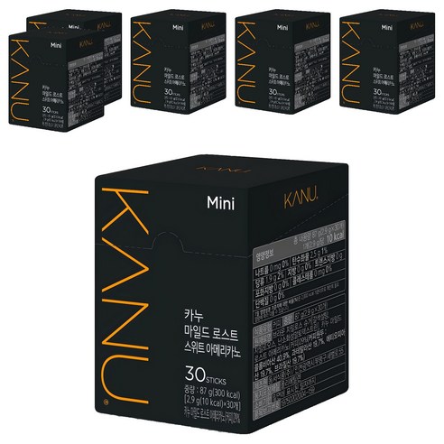 카누 마일드 로스트 스위트 아메리카노 미니 원두커피믹스, 2.9g, 30개입, 6개