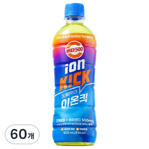 비타500 광동 이온킥 제로 이온음료, 500ml, 60개