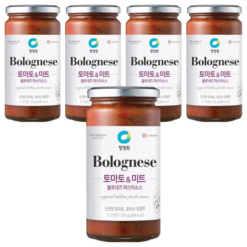 청정원 볼로네즈 파스타소스 토마토&미트, 370g, 5개