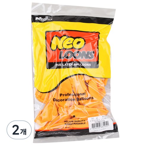 네오룬스 30cm 라운드풍선 50p, 파스텔 레몬, 2개