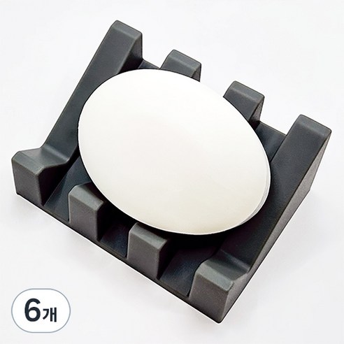 바코젤 논슬립 실리콘 비누받침, 그레이, 6개