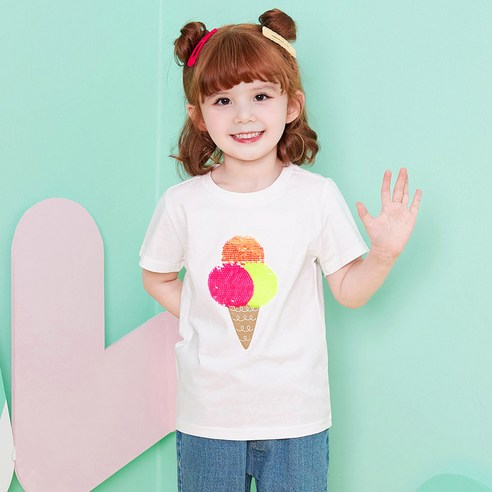 마리앤모리 아동용 썸머 컬러 스팽글 티셔츠