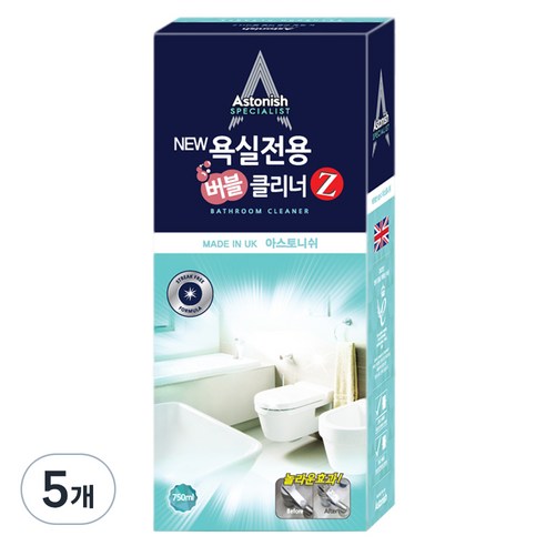 아스토니쉬 뉴 욕실 전용 버블 클리너 Z, 750ml, 5개