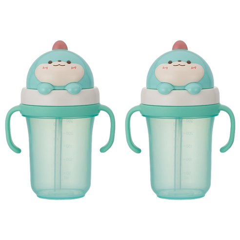 에디슨 프렌즈 흘림방지 입체 빨대컵2 300ml, 공룡, 2개