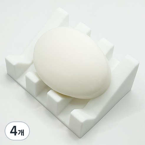 바코젤 논슬립 실리콘 비누받침, 스노우 화이트, 4개