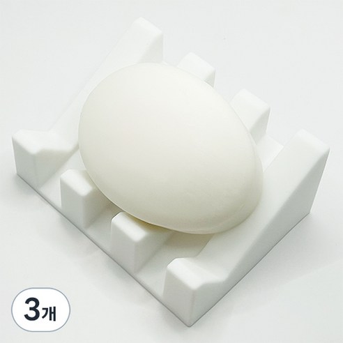 바코젤 논슬립 실리콘 비누받침, 스노우 화이트, 3개