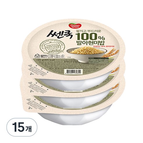 동원 쎈쿡 100% 발아현미 즉석밥, 195g, 15개