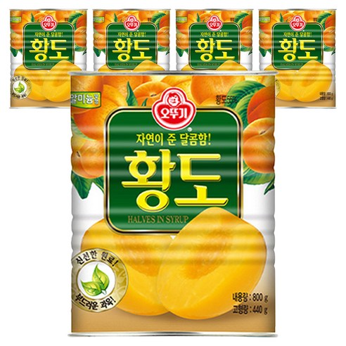 오뚜기 황도 반절 통조림, 800g, 5개