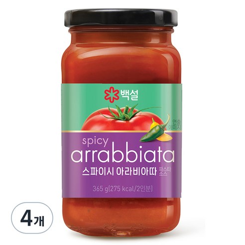 백설 스파이시 아라비아따 파스타소스, 365g, 4개