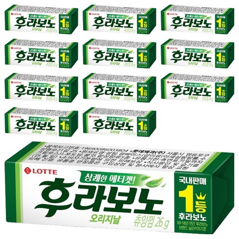 롯데웰푸드 후라보노 오리지날 츄잉껌 9p, 26g, 12개