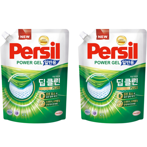 퍼실 딥클린 파워젤 일반용 액상세제 리필, 2L, 2개