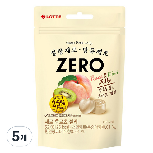 젤리셔스 제로 후르츠 젤리, 5개, 52g