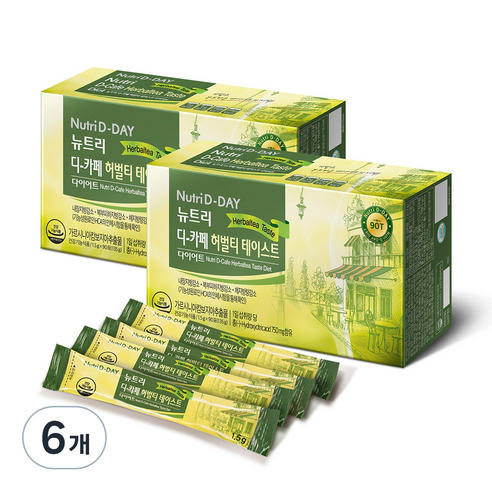 뉴트리디데이 디카페 허벌티 테이스트 다이어트, 1.5g, 90개입, 6개