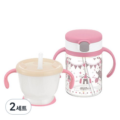 릿첼 AQ 첫걸음 머그 + 빨대컵 200ml 세트, 2세트, 핑크