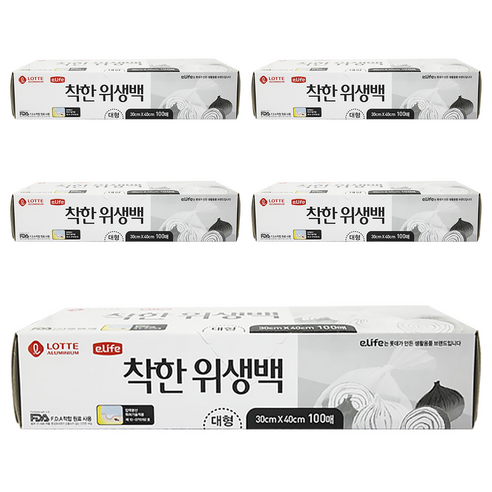 롯데이라이프 착한 위생백 대형 30 x 40 cm, 대(L), 100개입, 5개