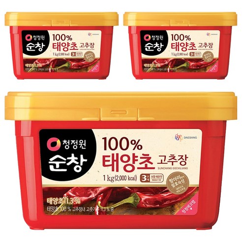 청정원순창 태양초 고추장, 1kg, 3개