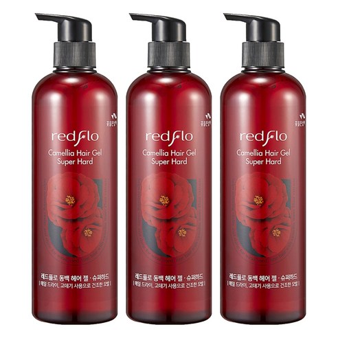 레드플로 꽃을든남자 동백 헤어젤 슈퍼하드, 3개, 500ml