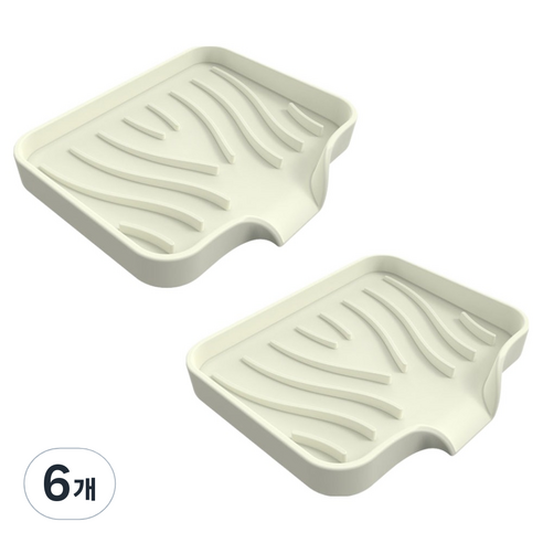 원이네 물빠짐 실리콘 비누받침대, 6개, 아이보리
