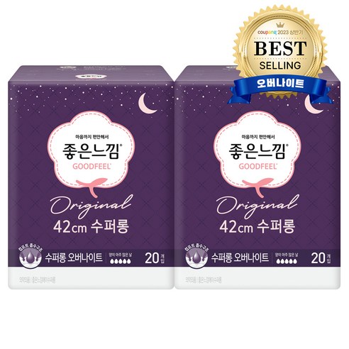 좋은느낌 에어핏 쿠션 수퍼롱 생리대 패드형, 오버나이트, 20개입, 2개