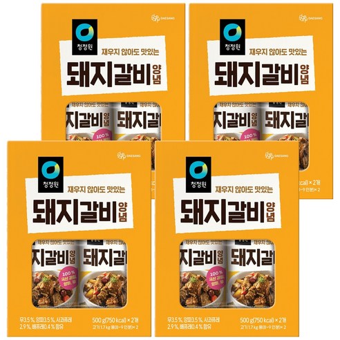 청정원 돼지갈비 양념 2p, 1kg, 4개