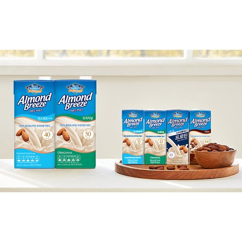 건강, 편의, 다양성을 갖춘 필수 음식, 아몬드 브리즈 뉴트리플러스 프로틴 두유