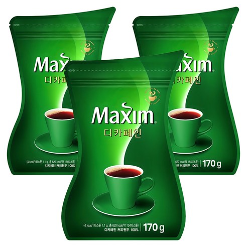 맥심 디카페인 커피 리필, 170g, 1개입, 3개