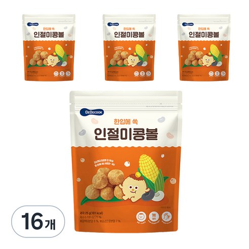 베베쿡 한입에 쏙 인절미 콩볼, 인절미맛, 25g, 16개