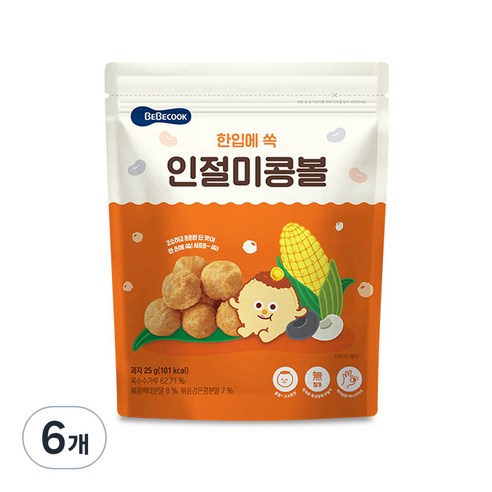 베베쿡 한입에 쏙 인절미 콩볼, 인절미맛, 25g, 6개