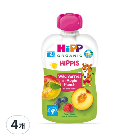 힙 와일드베리 인 애플피치 이유식, 와일드베리 + 애플 + 피치 혼합맛, 100g, 4개