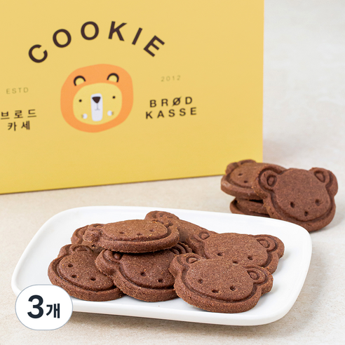 브로드카세 카카오 곰 쿠키, 180g, 3개