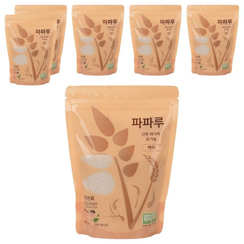 파파루 간편레시피 유기농 쌀가루 백미 중간입자 이유식 중기, 400g, 6개