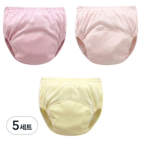 엠케이 여아용 펀칭 단색파스텔 배변훈련팬티 3종 세트, 랜덤발송, 5세트