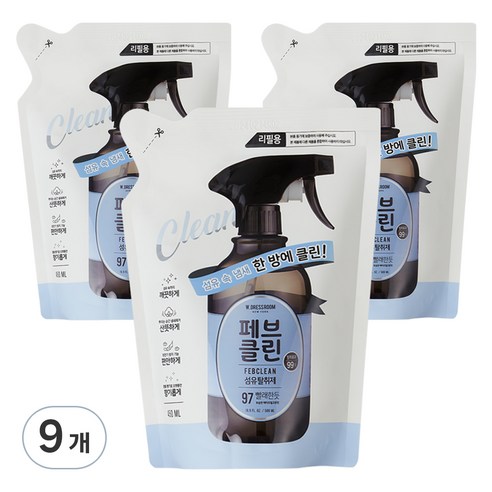 더블유드레스룸 페브클린 섬유탈취제 97번 에이프릴코튼 리필, 450ml, 9개