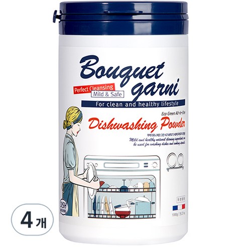 부케가르니 에코 그린 식기세척기 세제 파우더형, 4개, 1000g