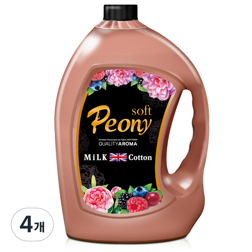 아토세이프 퍼퓸 섬유유연제 피오니 소프트 본품, 3.06L, 4개