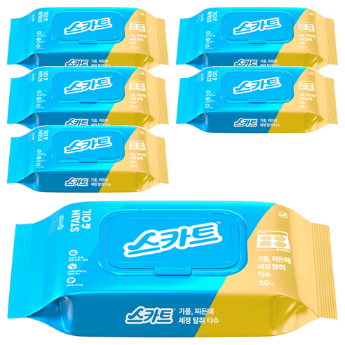 스카트 기름 때전용 세정 탈취 티슈 30매, 6개